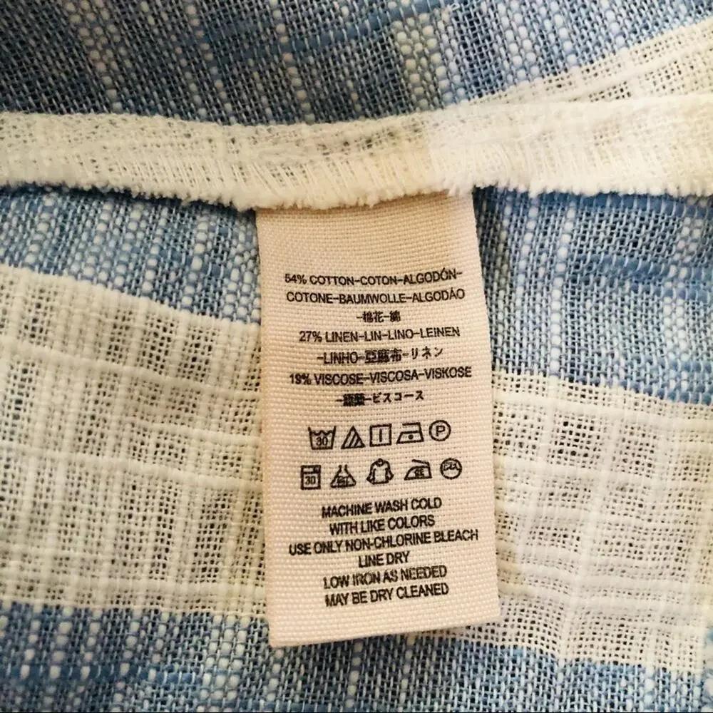 Free People Blue and White Striped Short-Sleeve Button Shirt - Picture 12 of 12